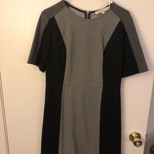 Loft Black and Grey Colorblock Dress